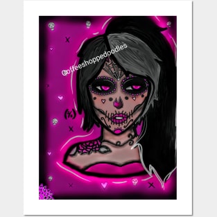 Neon Day of the Dead Posters and Art